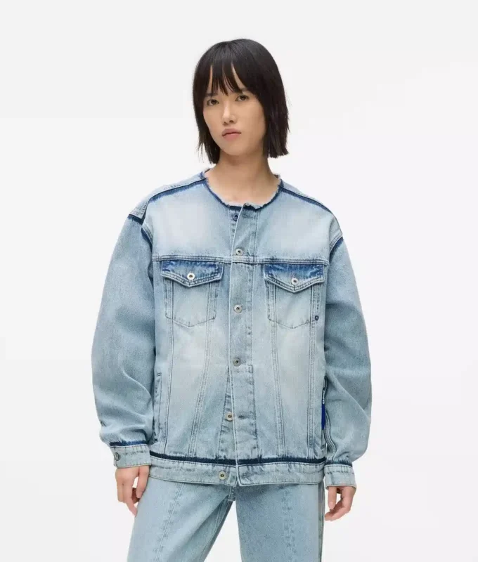 Veste en denim sans col Veste en denim sans col