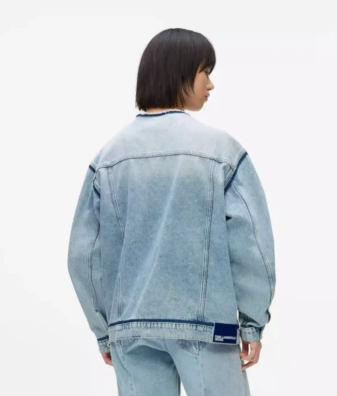Veste en denim sans col Veste en denim sans col