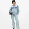 Veste en denim sans col Veste en denim sans col