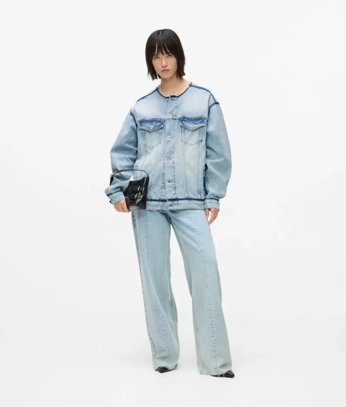 Veste en denim sans col Veste en denim sans col