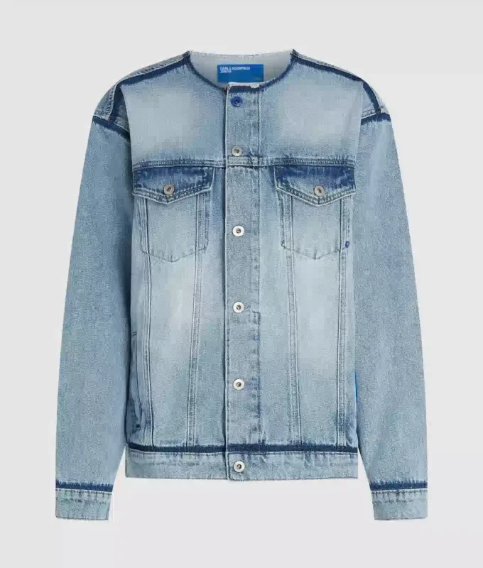 Veste en denim sans col Veste en denim sans col