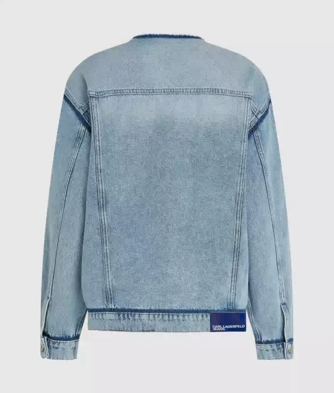 Veste en denim sans col Veste en denim sans col