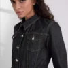 VESTE EN JEAN À COUTURES CONTRASTÉES VESTE EN JEAN À COUTURES CONTRASTÉES