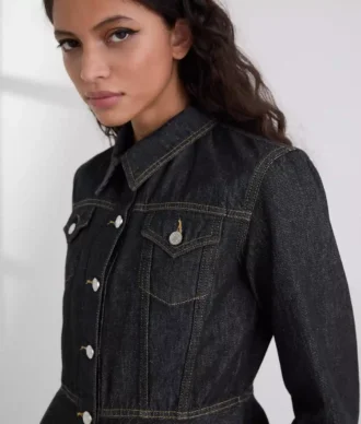 VESTE EN JEAN À COUTURES CONTRASTÉES