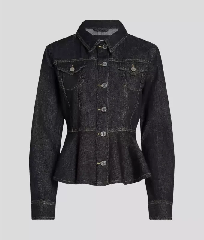 VESTE EN JEAN À COUTURES CONTRASTÉES VESTE EN JEAN À COUTURES CONTRASTÉES