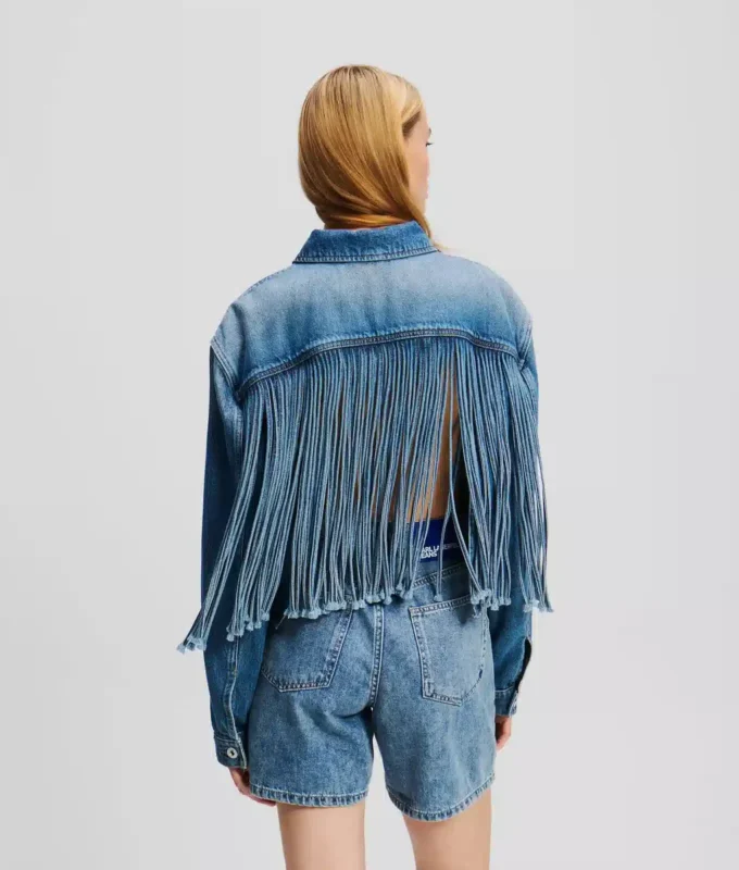 VESTE EN JEAN FRANGÉE DÉCONTRACTÉE VESTE EN JEAN FRANGÉE DÉCONTRACTÉE