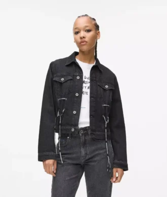 Veste en jean à lacets