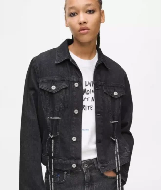 Veste en jean à lacets