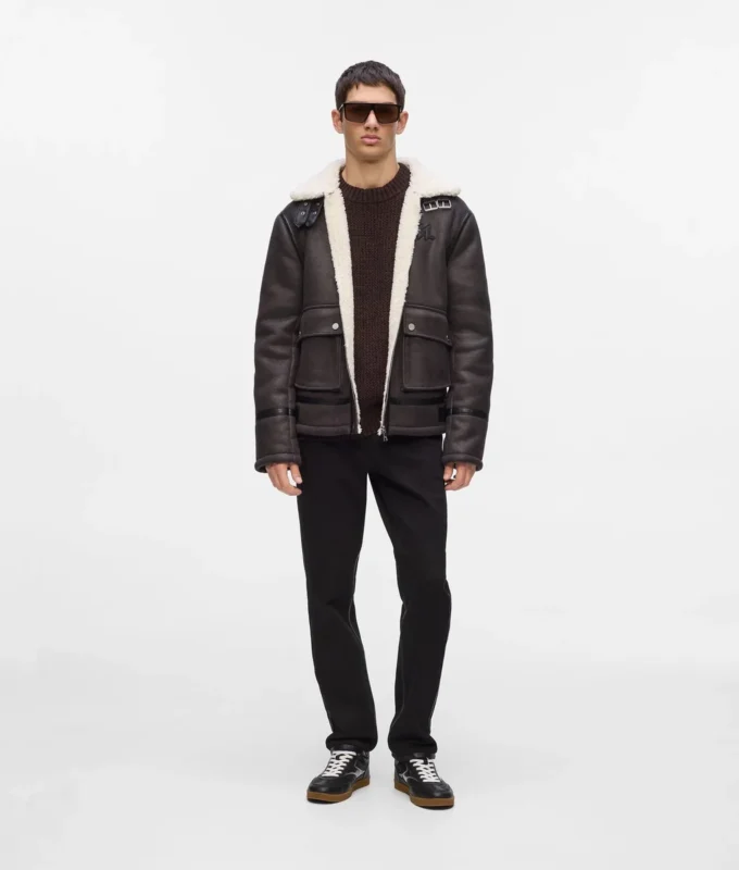 Veste en peau lainée monogrammée Veste en peau lainée monogrammée