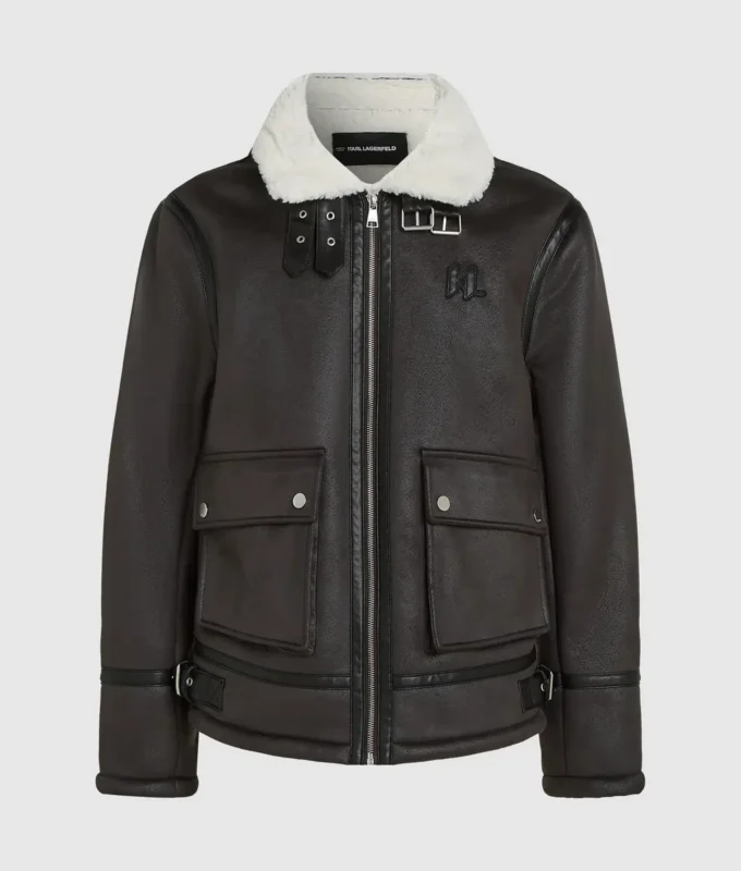 Veste en peau lainée monogrammée Veste en peau lainée monogrammée