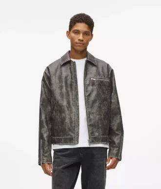 Veste en simili cuir vieilli