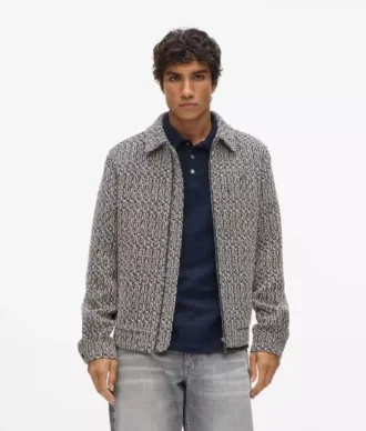 Veste zippée en tweed bouclé